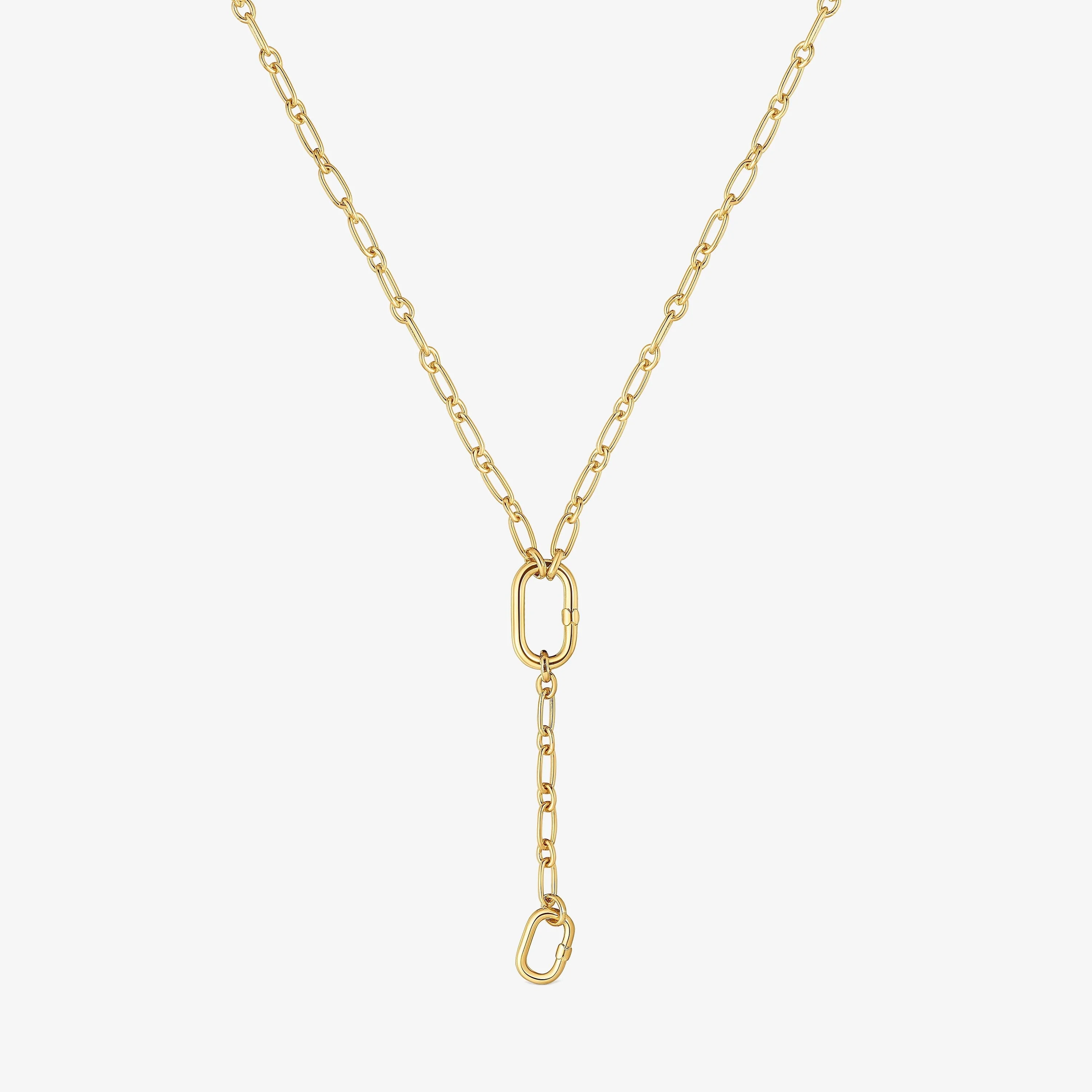 Medium 18K gold vermeil Necklace with pendant detail and ring Hold Oval - 1