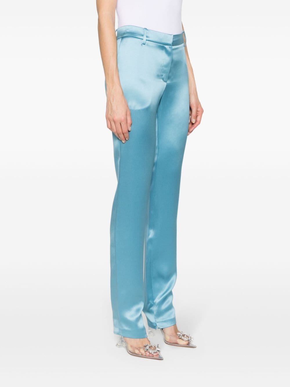 silk satin straight-leg trousers - 3