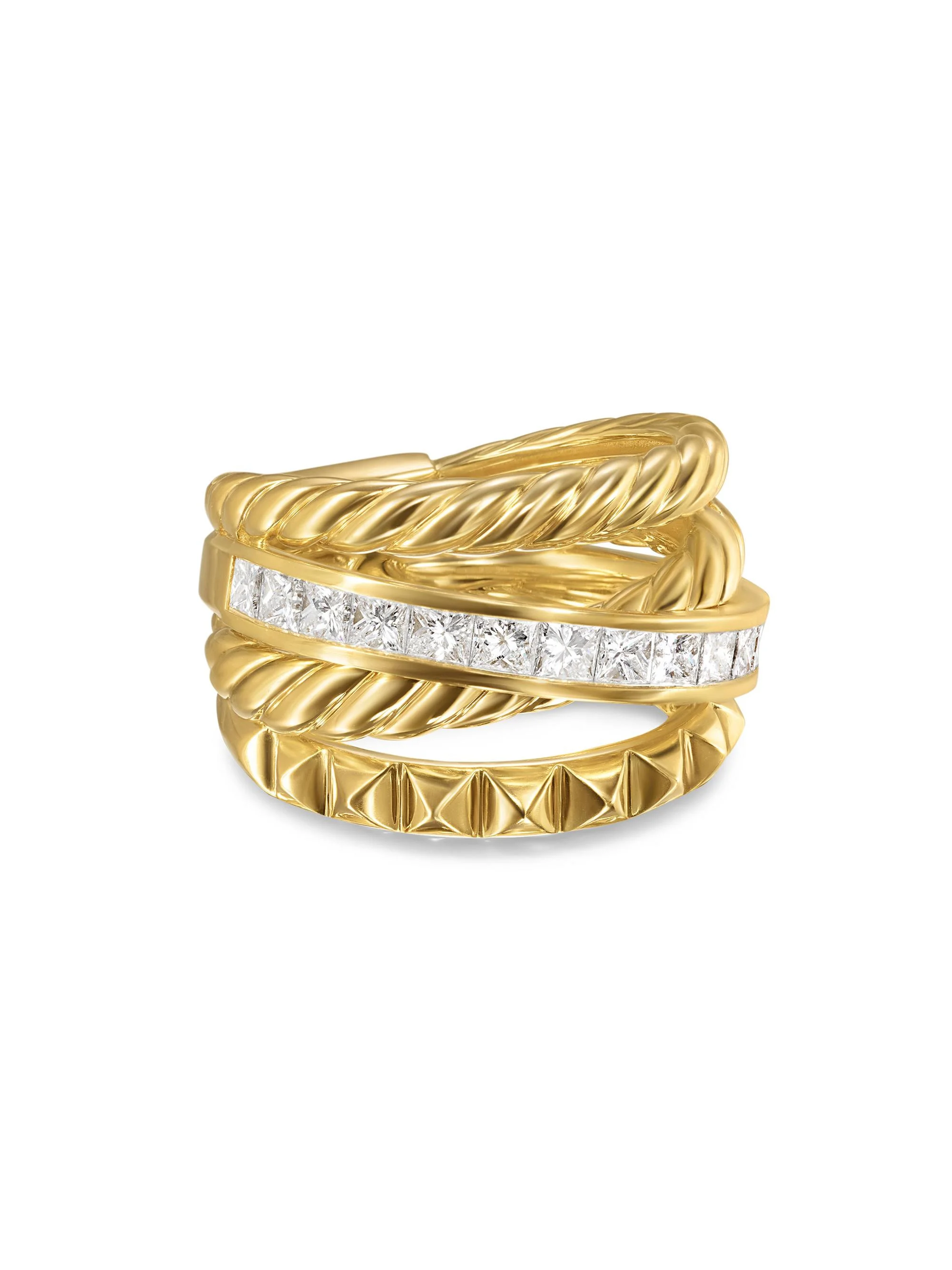 Women's Crossover Trio Four Row Ring in 18K Yellow Gold - Gold - 1