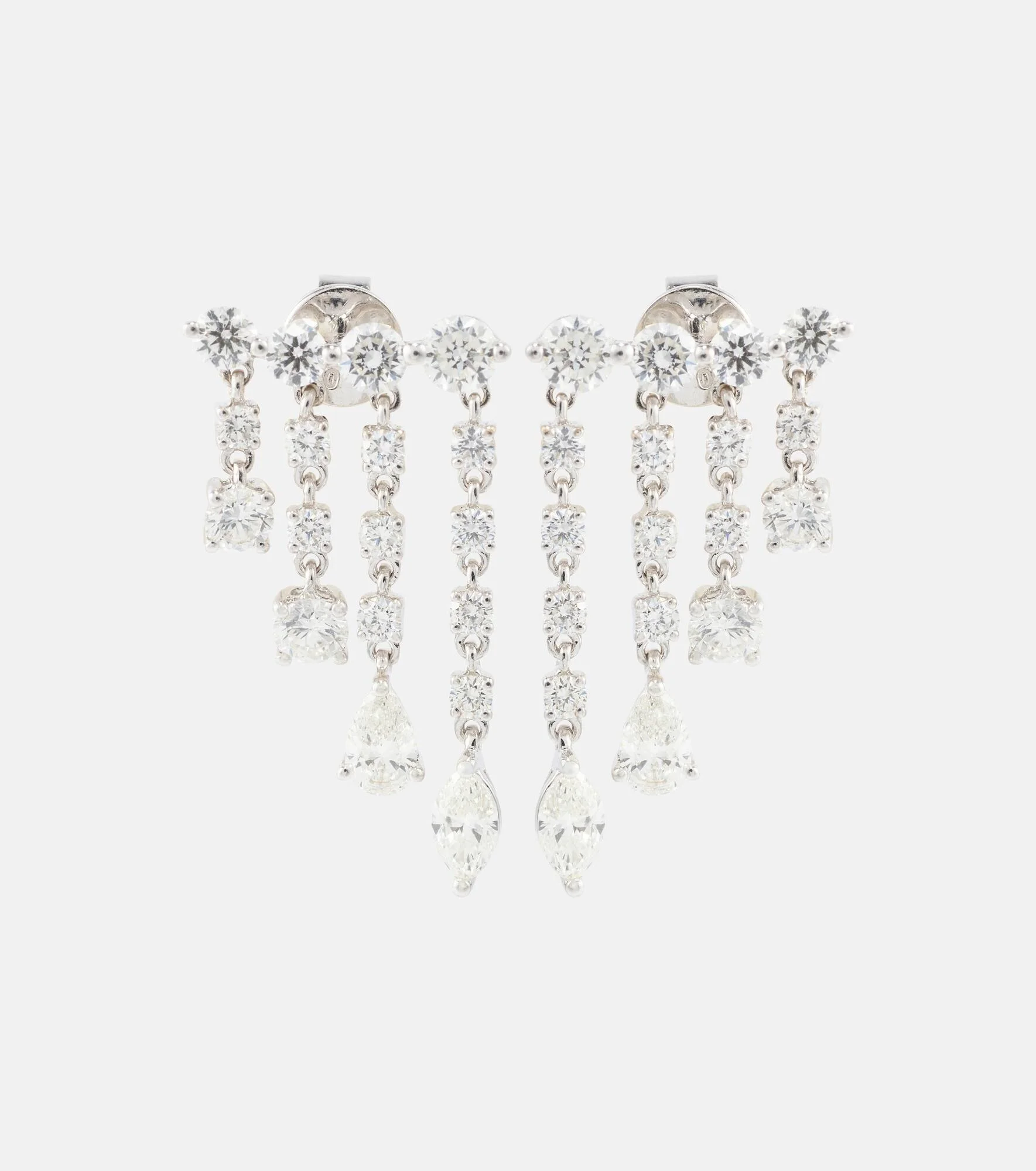 Small 18kt white gold drop earrings with diamonds - 1