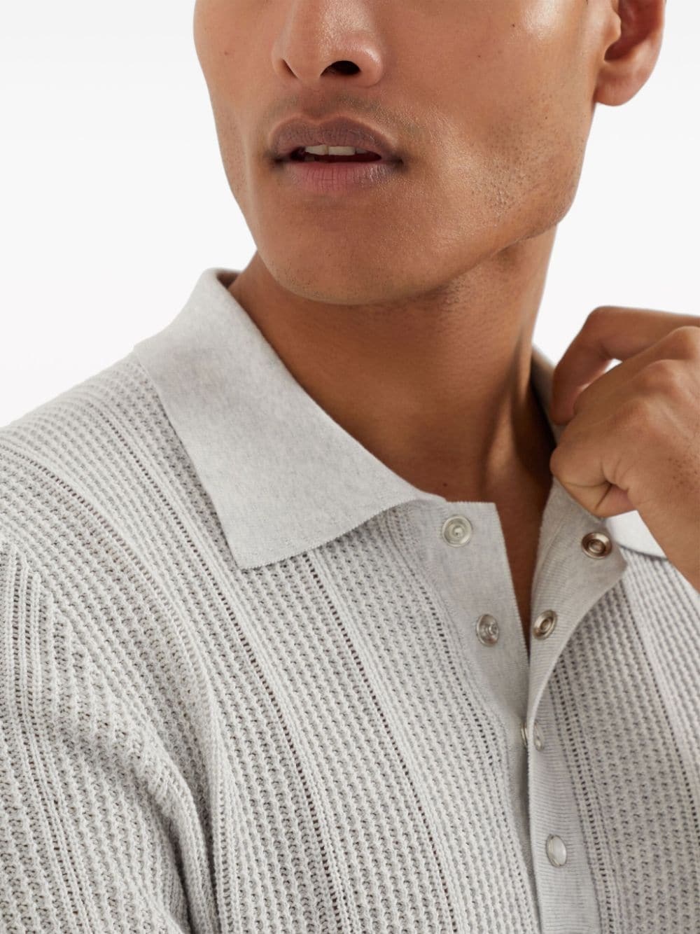 knitted cotton polo shirt - 4