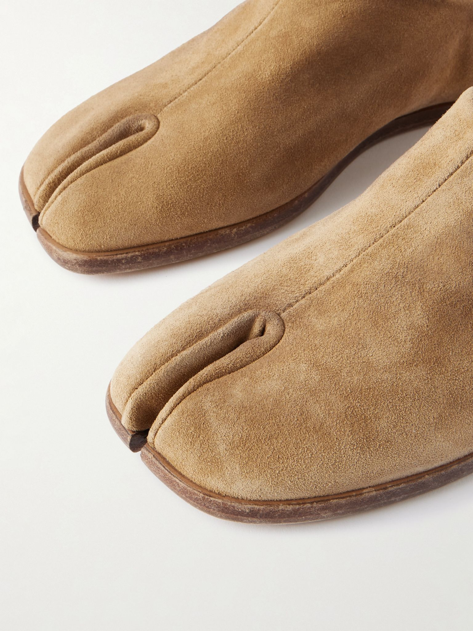 Tabi split-toe suede collapsible-heel loafers Camel - 4