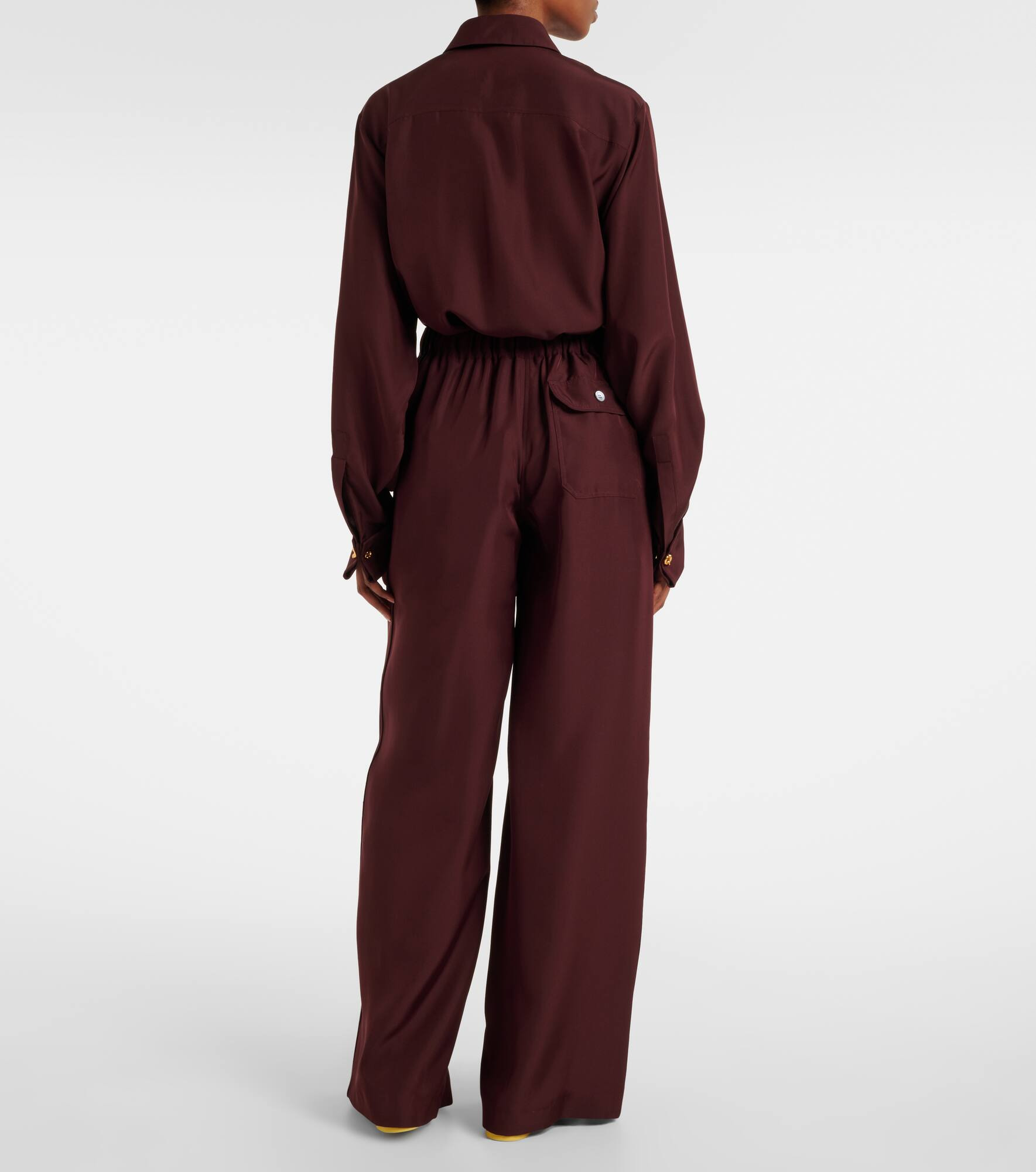 Pleated silk straight pants - 3