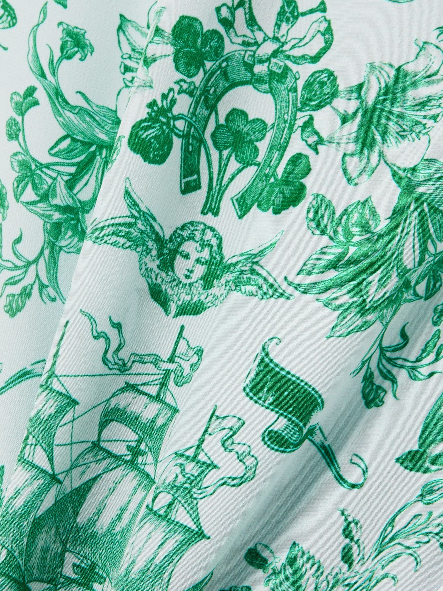Asymmetric ruffled printed silk-satin maxi dress Green - 4