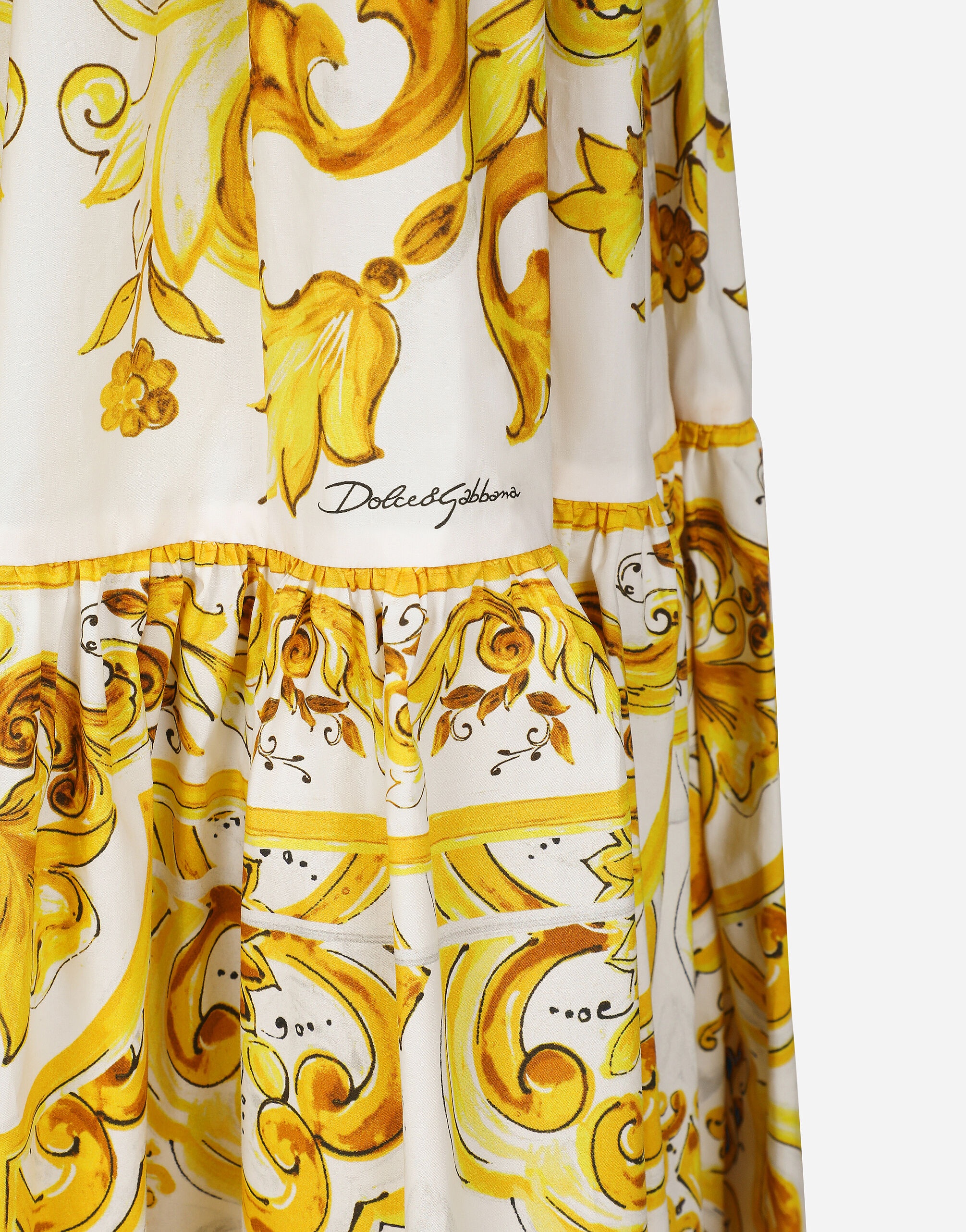 Dolce & Gabbana Long majolica-print poplin skirt with