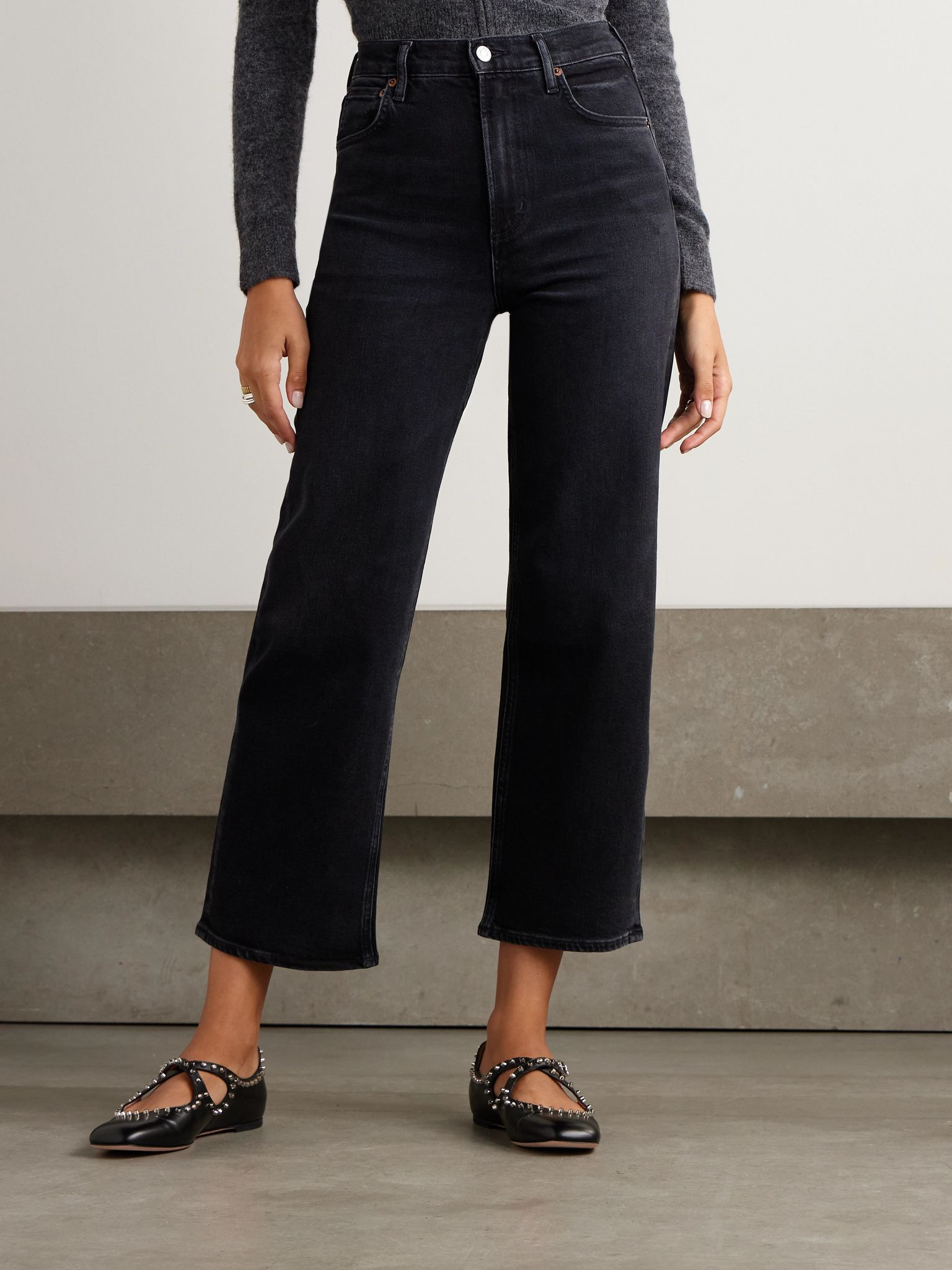 Ren high-rise wide-leg jeans Black - 3