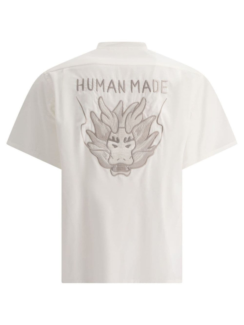 Human Made logo-embroidered mandarin-collar shirt outlook