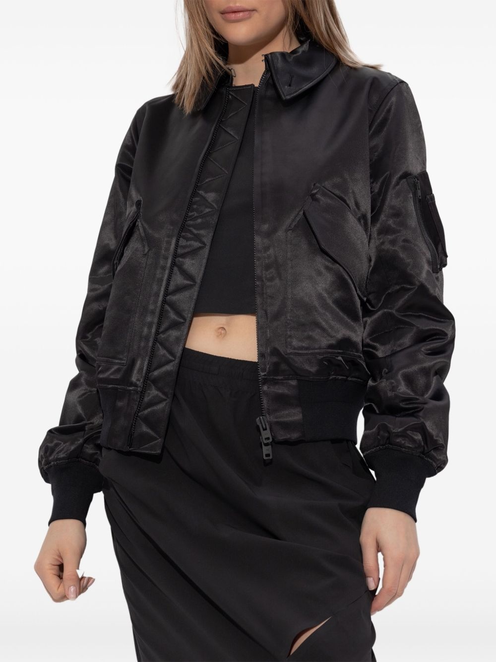 satin zip-up bomber jacket - 3