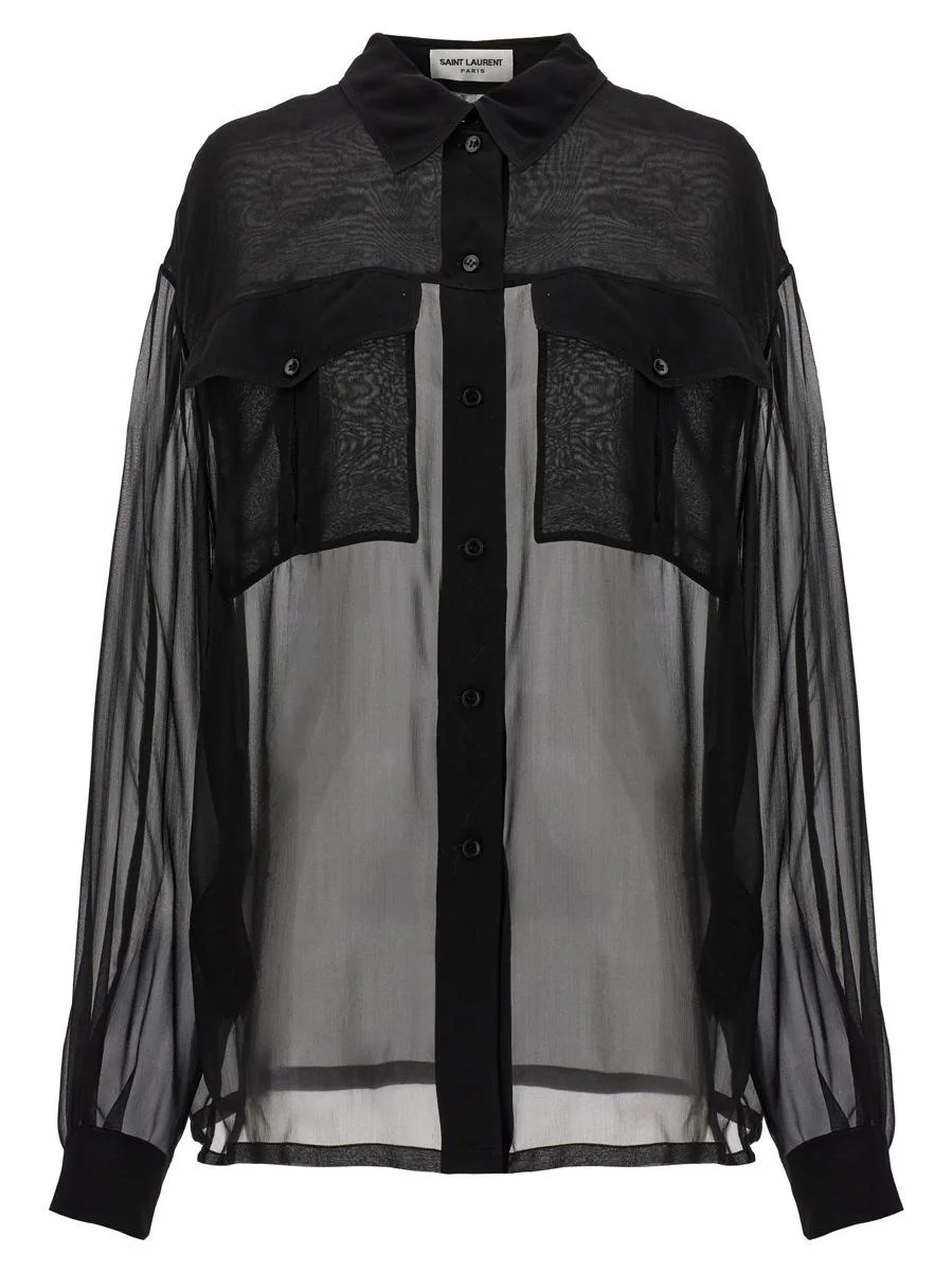 Saint Laurent SAINT LAURENT SILK MUSLIN SHIRT - 1