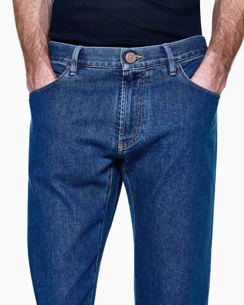 Five-pocket, regular-fit, stretch-cotton denim trousers 5