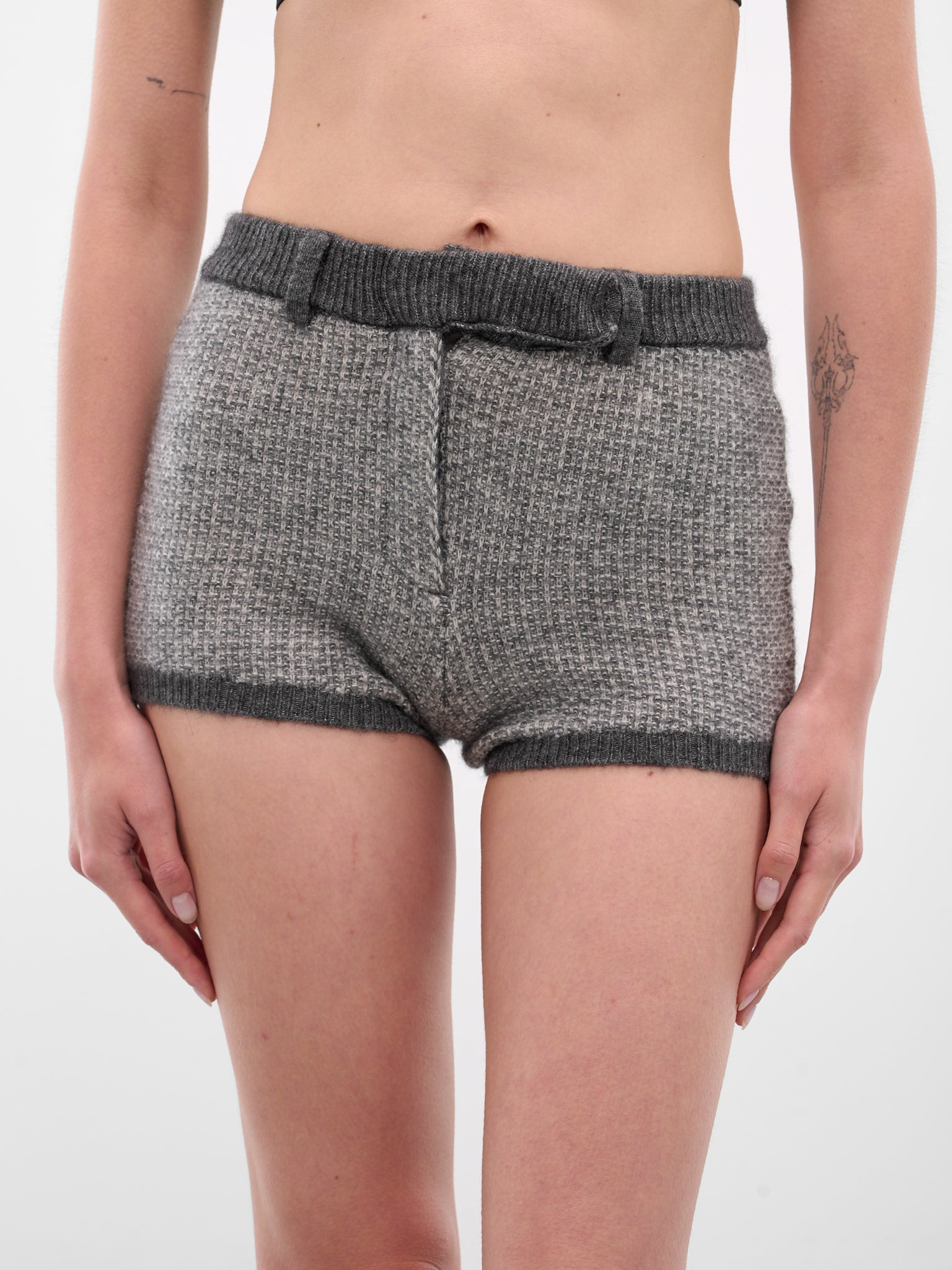 Gray Avel Knit Mini Shorts - 4