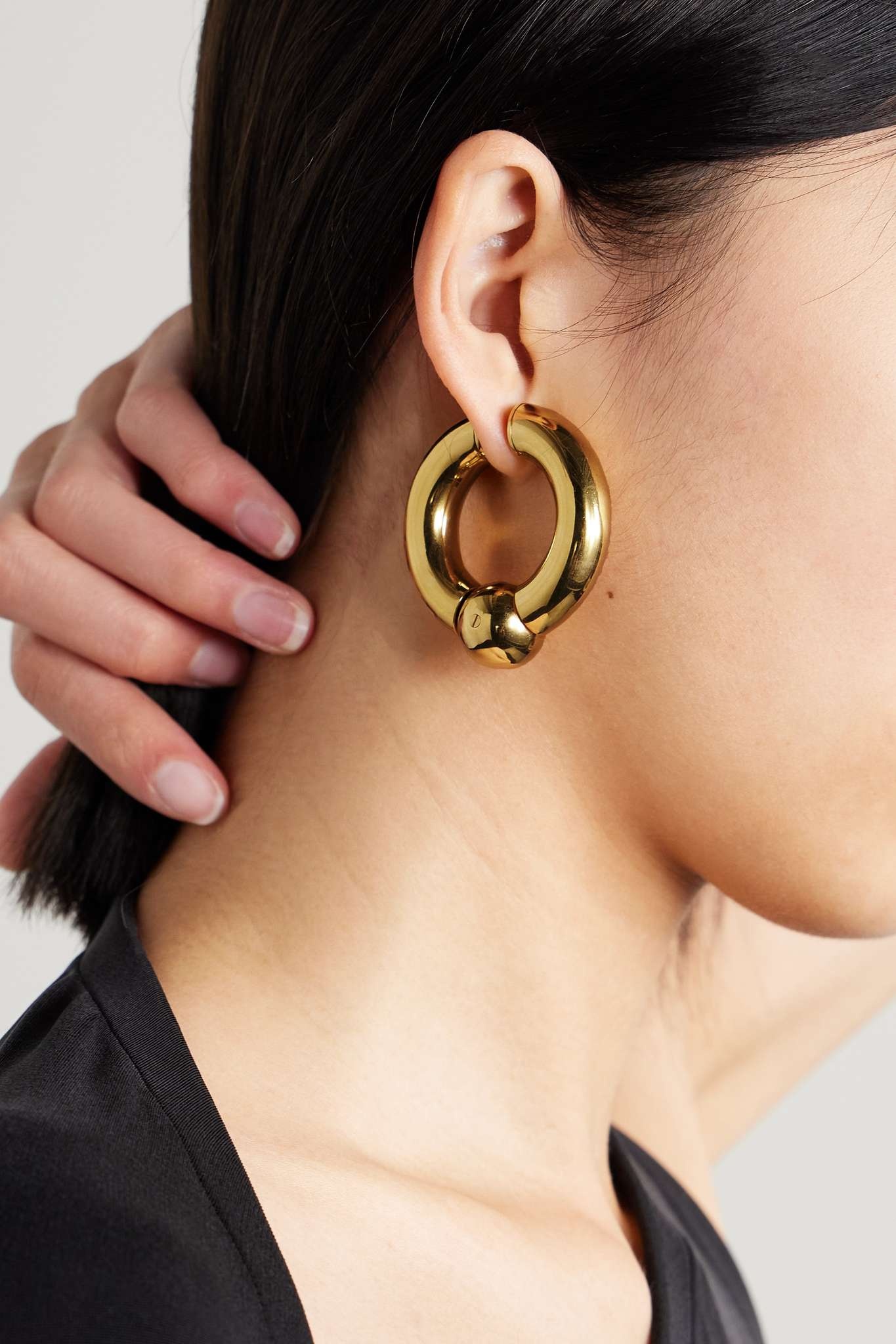 Mega gold-tone hoop earrings - 2