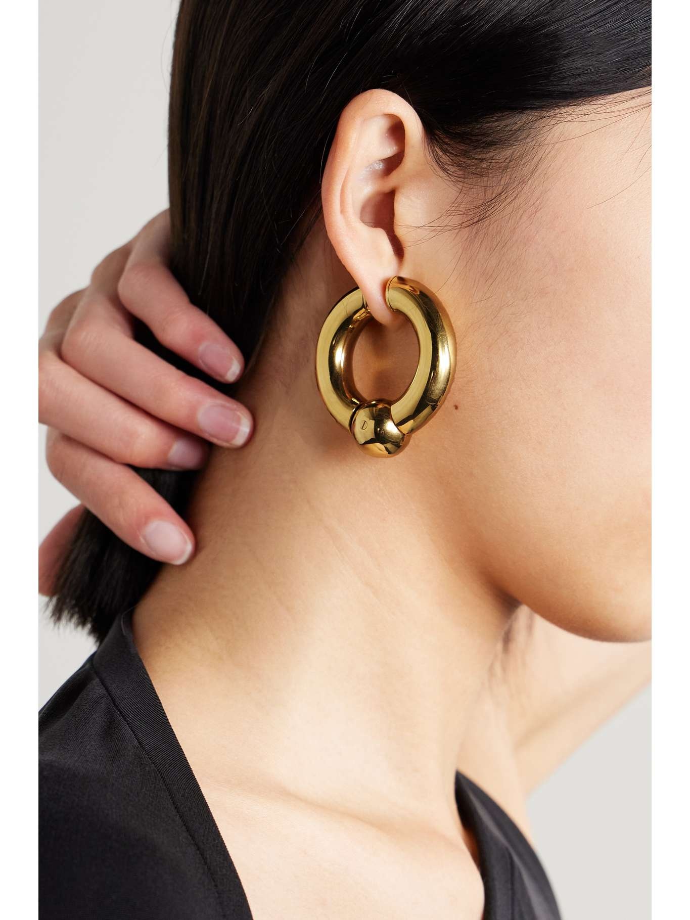 Mega gold-tone hoop earrings - 2