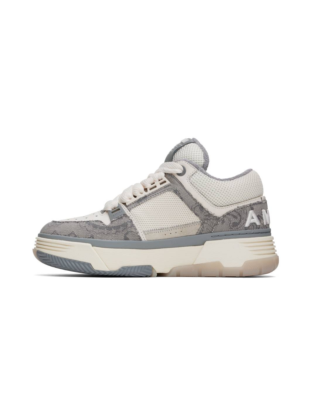 Gray & Off-White Bandana Denim MA-1 Sneakers - 3