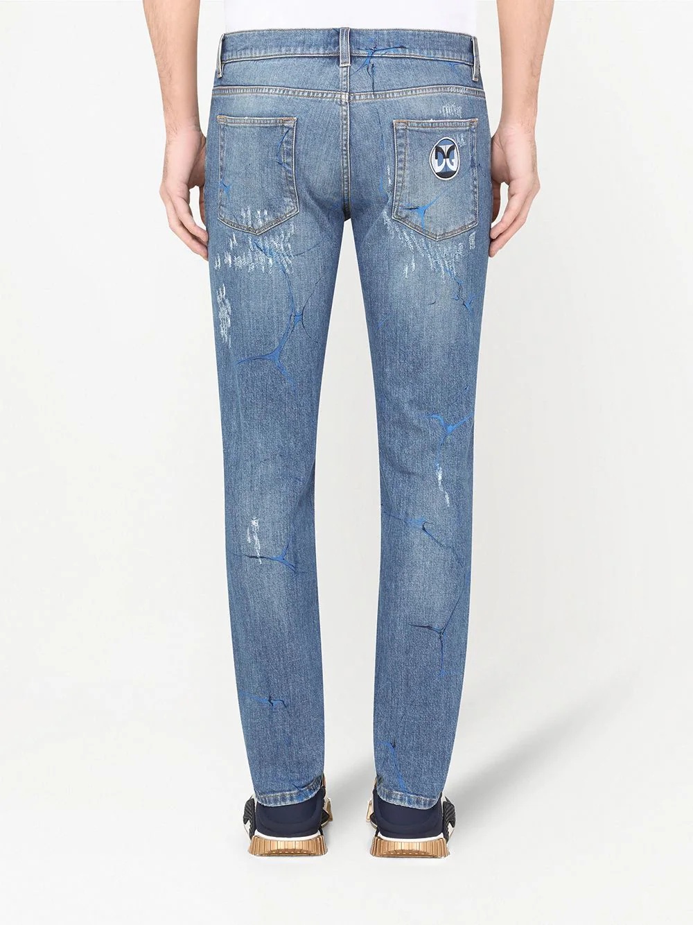graphic distressed straight-leg jeans - 4