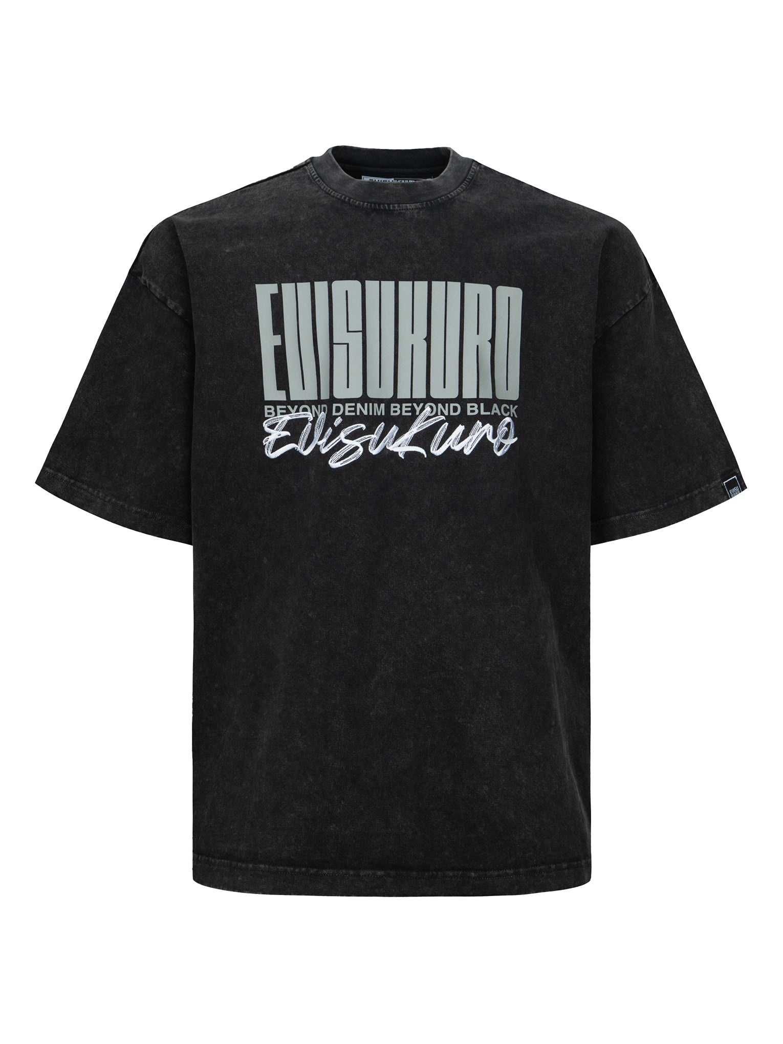 Logo and Slogan Print Oversized Pigment Dye T-Shirt - 12