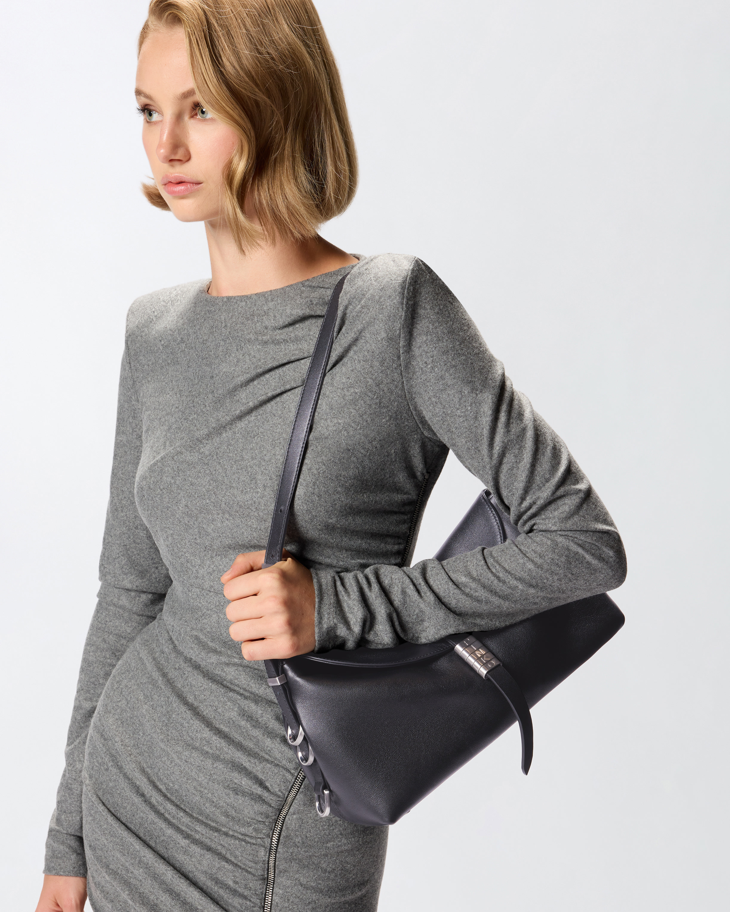 MEDIUM LEATHER SADDLE BAG BAGUETTE SHOULDER BAG - 5