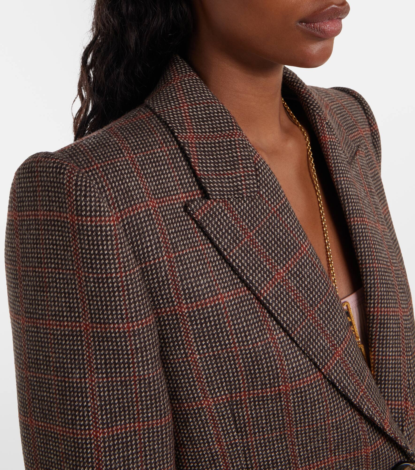 Checked virgin wool blazer - 4