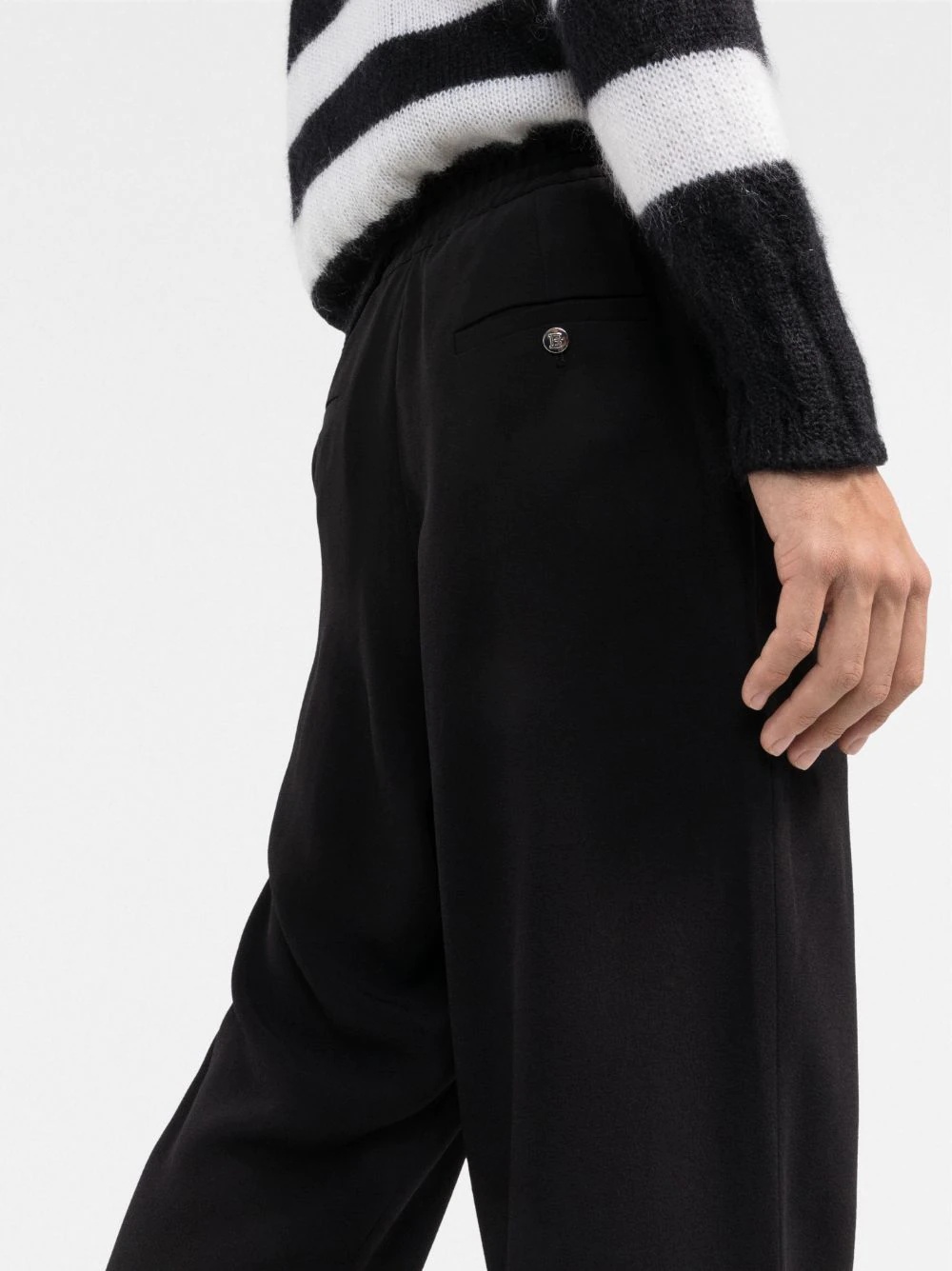 slouchy crepe tapered-leg track pants - 5