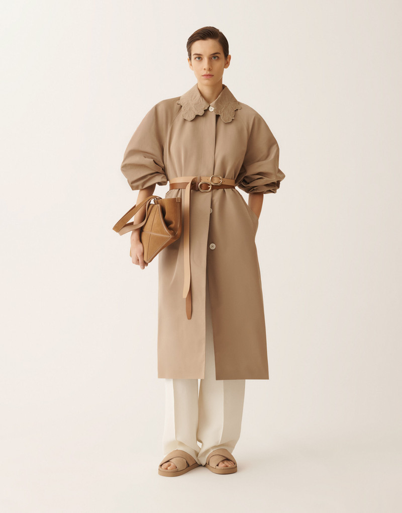FABIANA FILIPPI Long trench coat in ottoman outlook