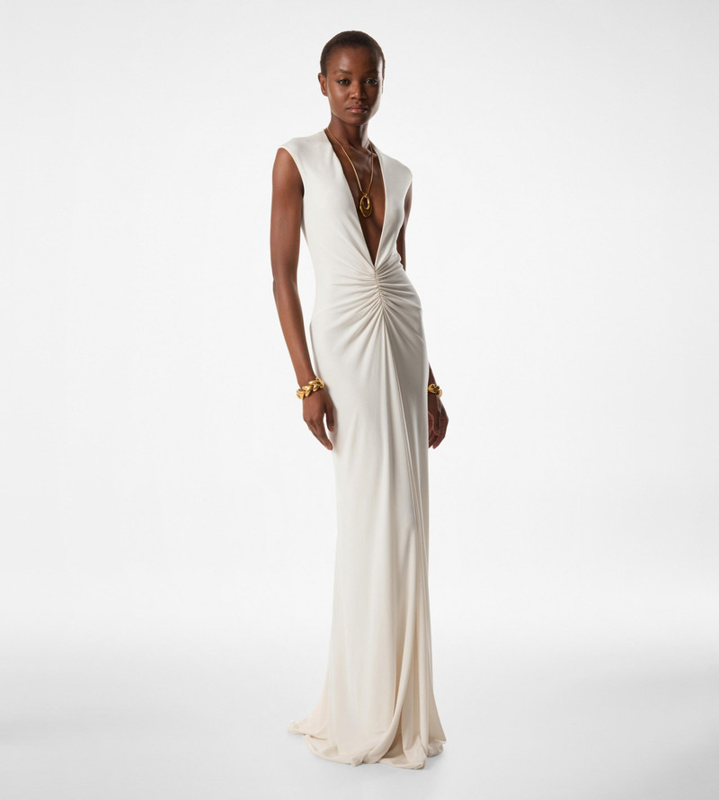 TOM FORD STRETCH SABLE' JERSEY DEEP V-NECK EVENING DRESS outlook