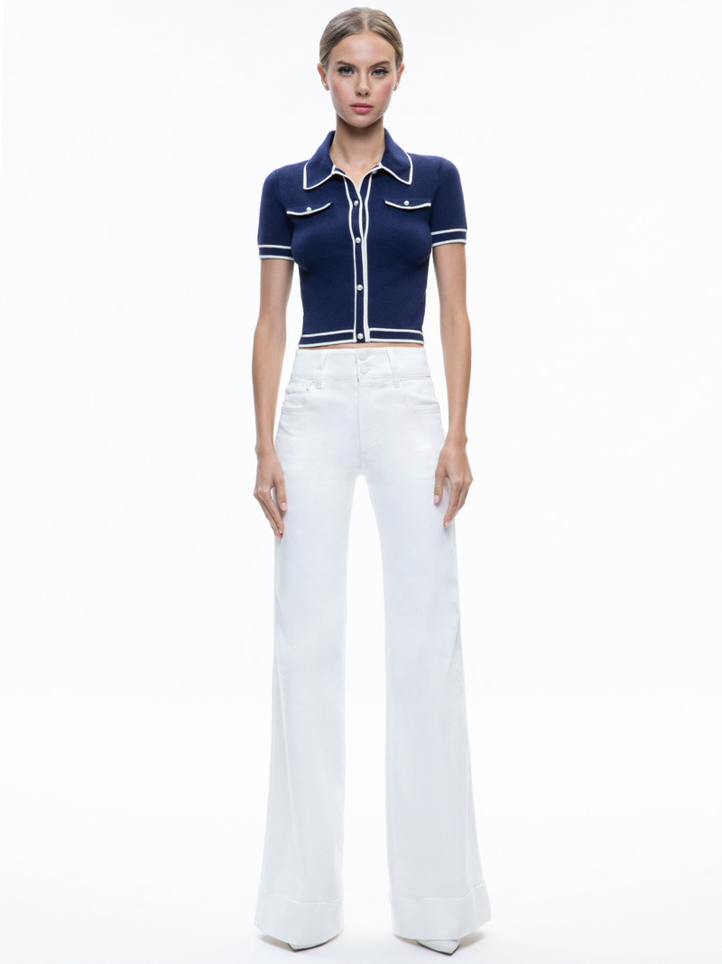 Alice + Olivia MARLENA BUTTON FRONT POLO outlook
