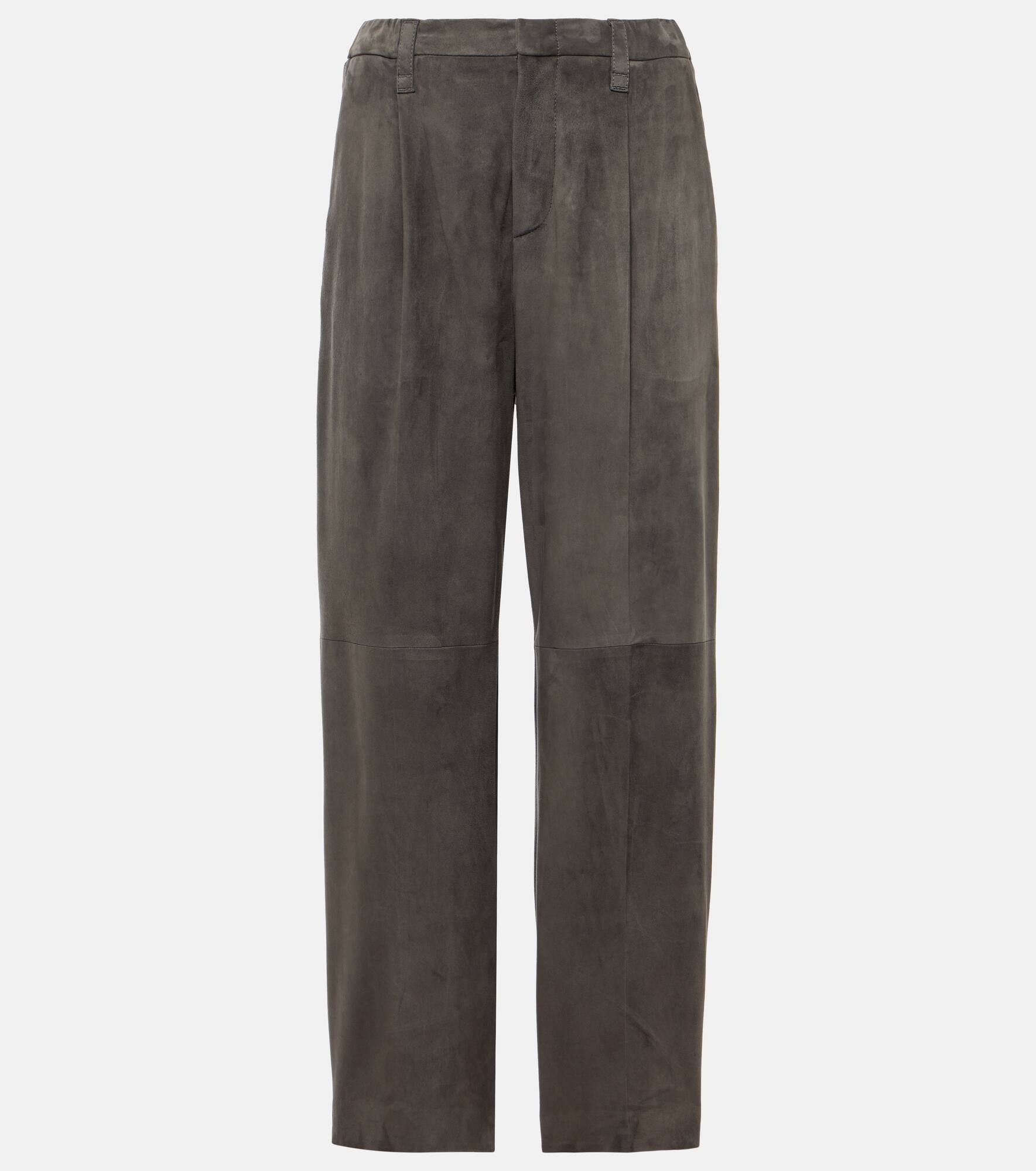 Suede straight pants - 1