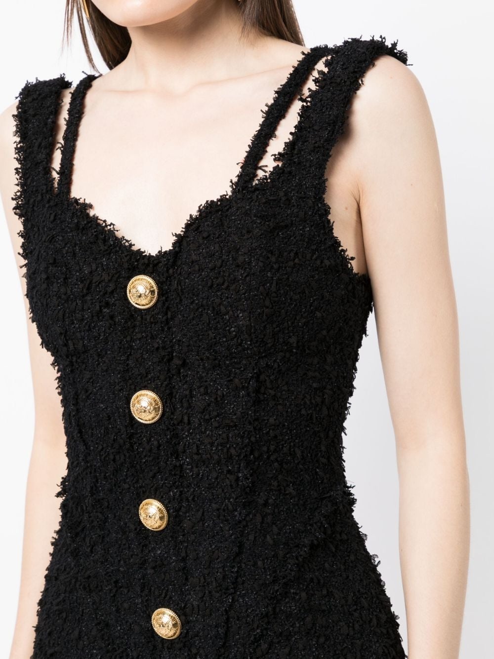 button-embellished tweed minidress - 5