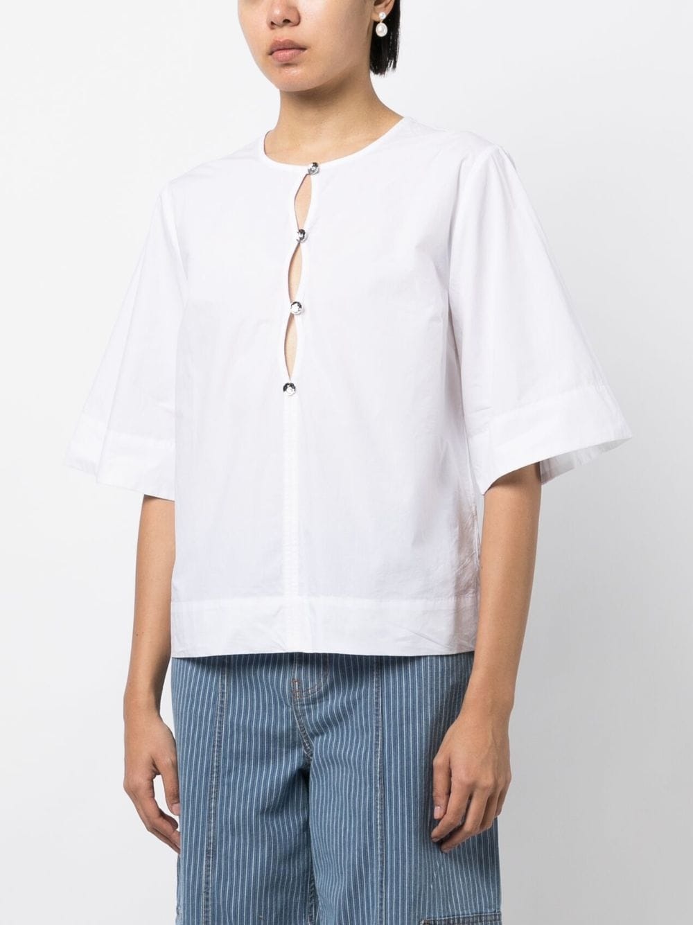 cut-out poplin blouse - 3