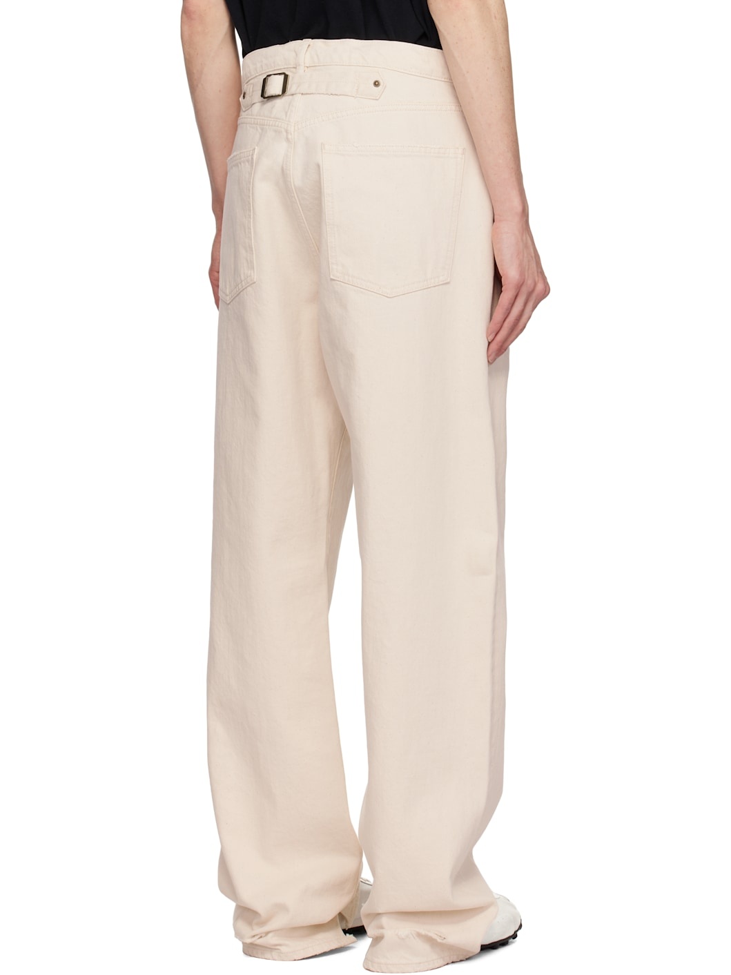 Beige Buckle Jeans - 3