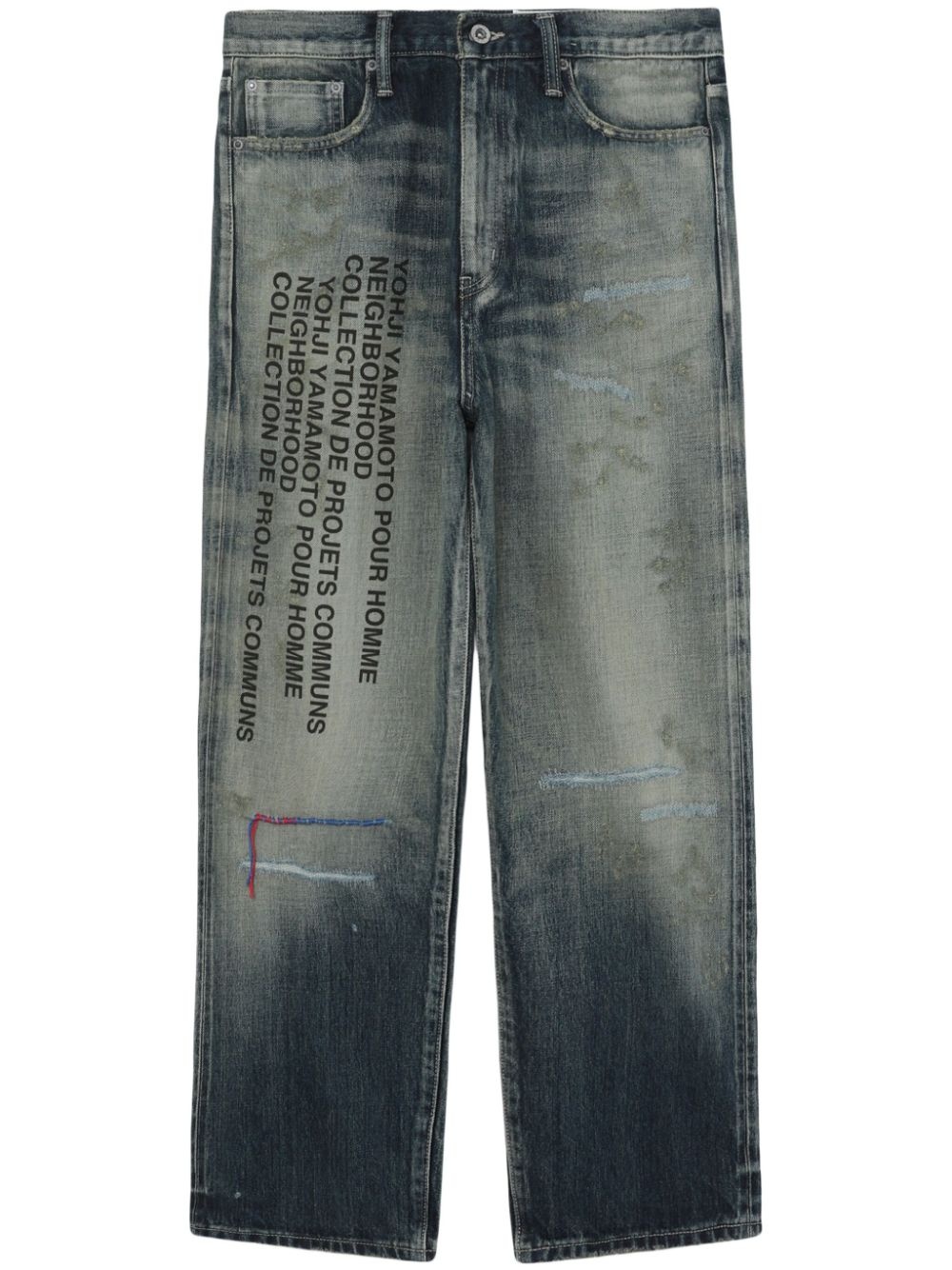 slogan-print straight-leg jeans - 1