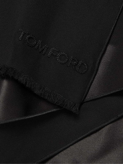 TOM FORD Fringed Logo-Embroidered Silk Scarf outlook