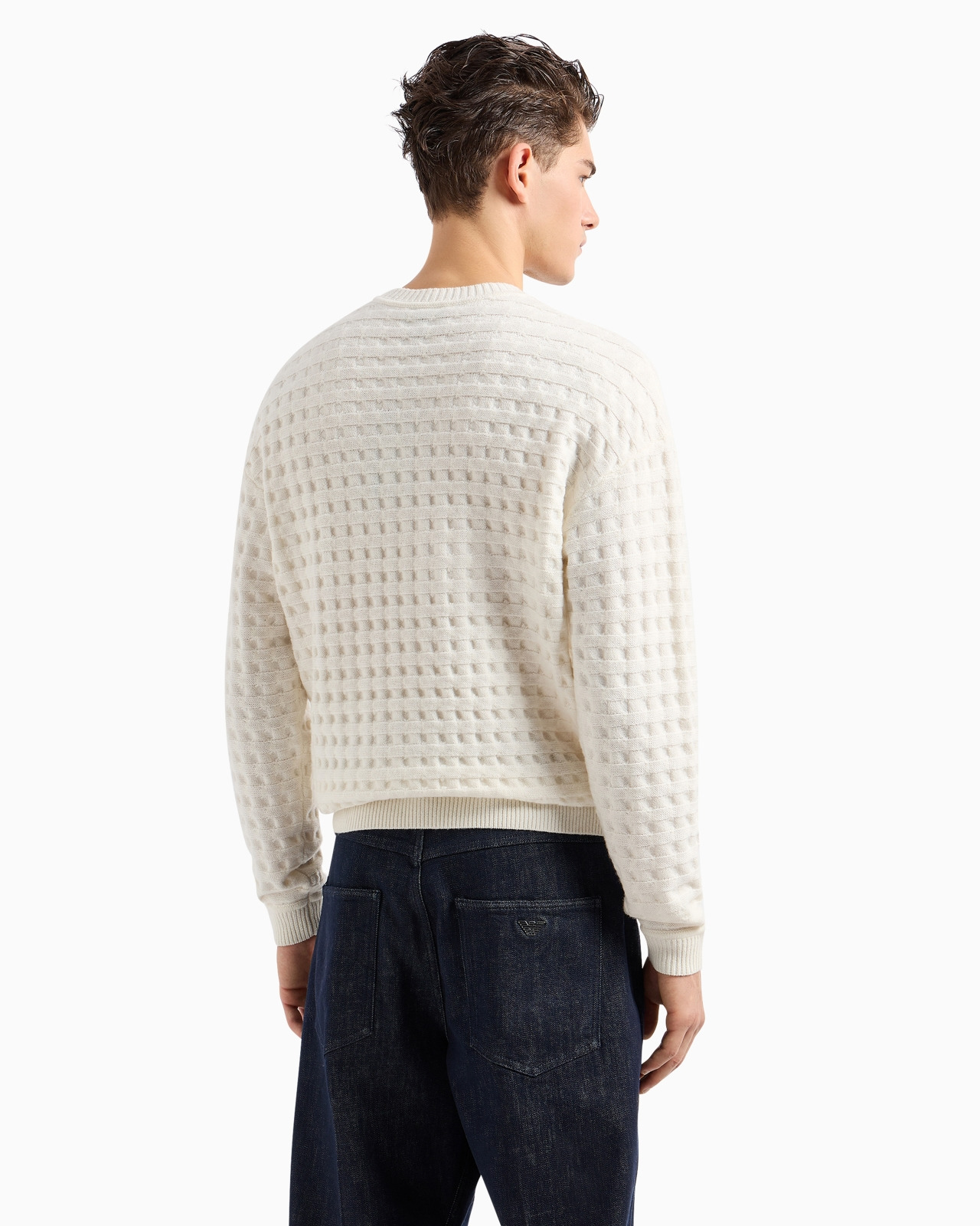 Virgin wool jumper with embossed jacquard motif - 3