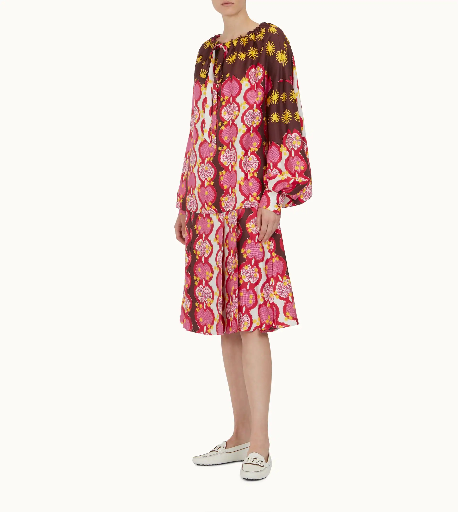 BLOUSE IN SILK - WHITE, RED, PINK - 2