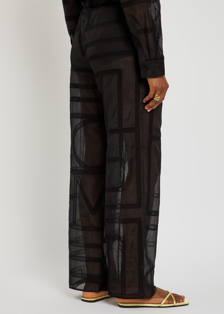 Toteme Logo Semi-sheer Cotton-blend Pyjama Trousers - 3