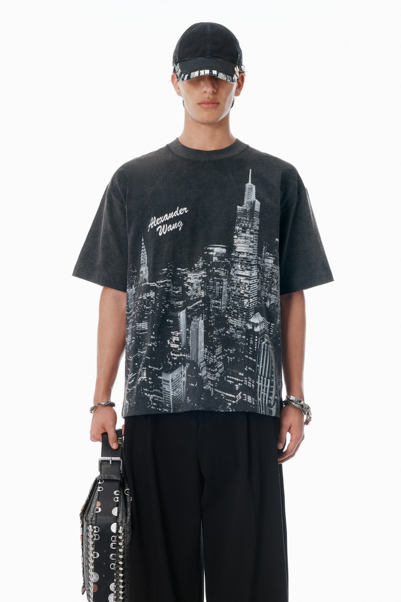 Black NY Skyline Crystal Hotfix T-Shirt 2