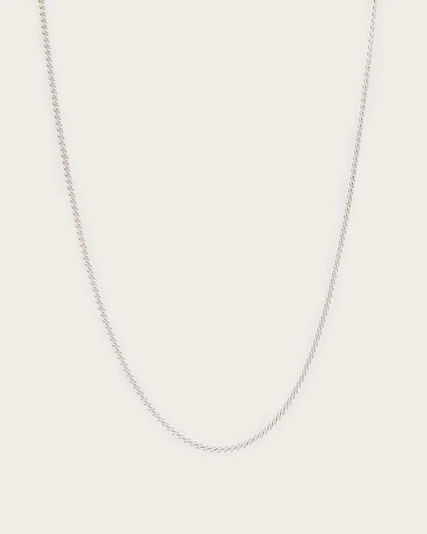 CURB STERLING SILVER CHAIN NECKLACE - 1