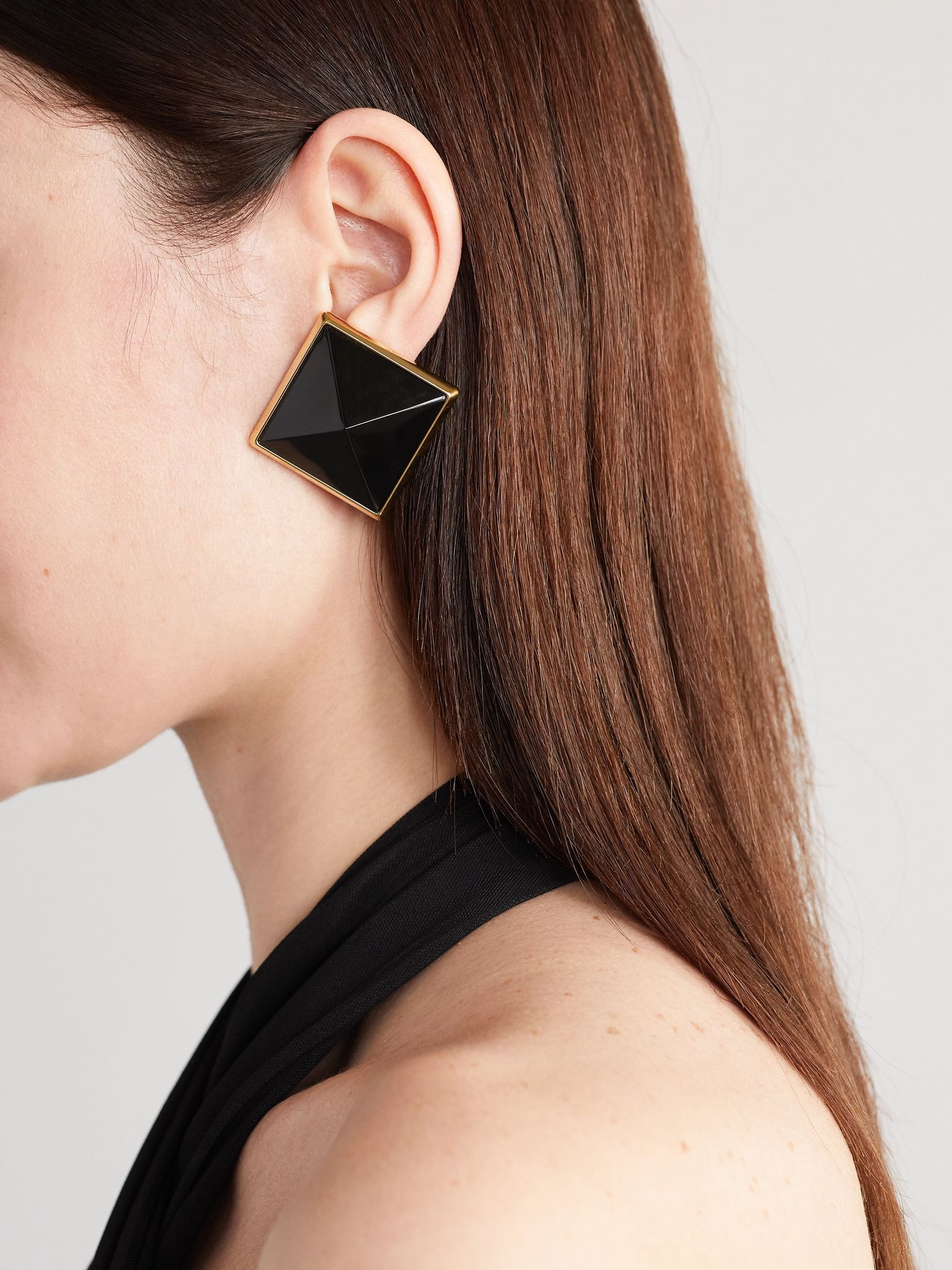 Gold-tone resin clip earrings Black - 2