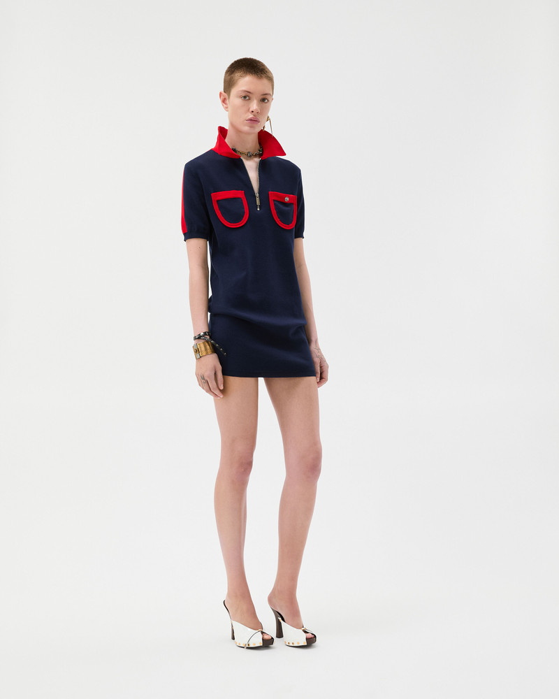 VERSACE Cotton Knit Zip Midi Dress outlook