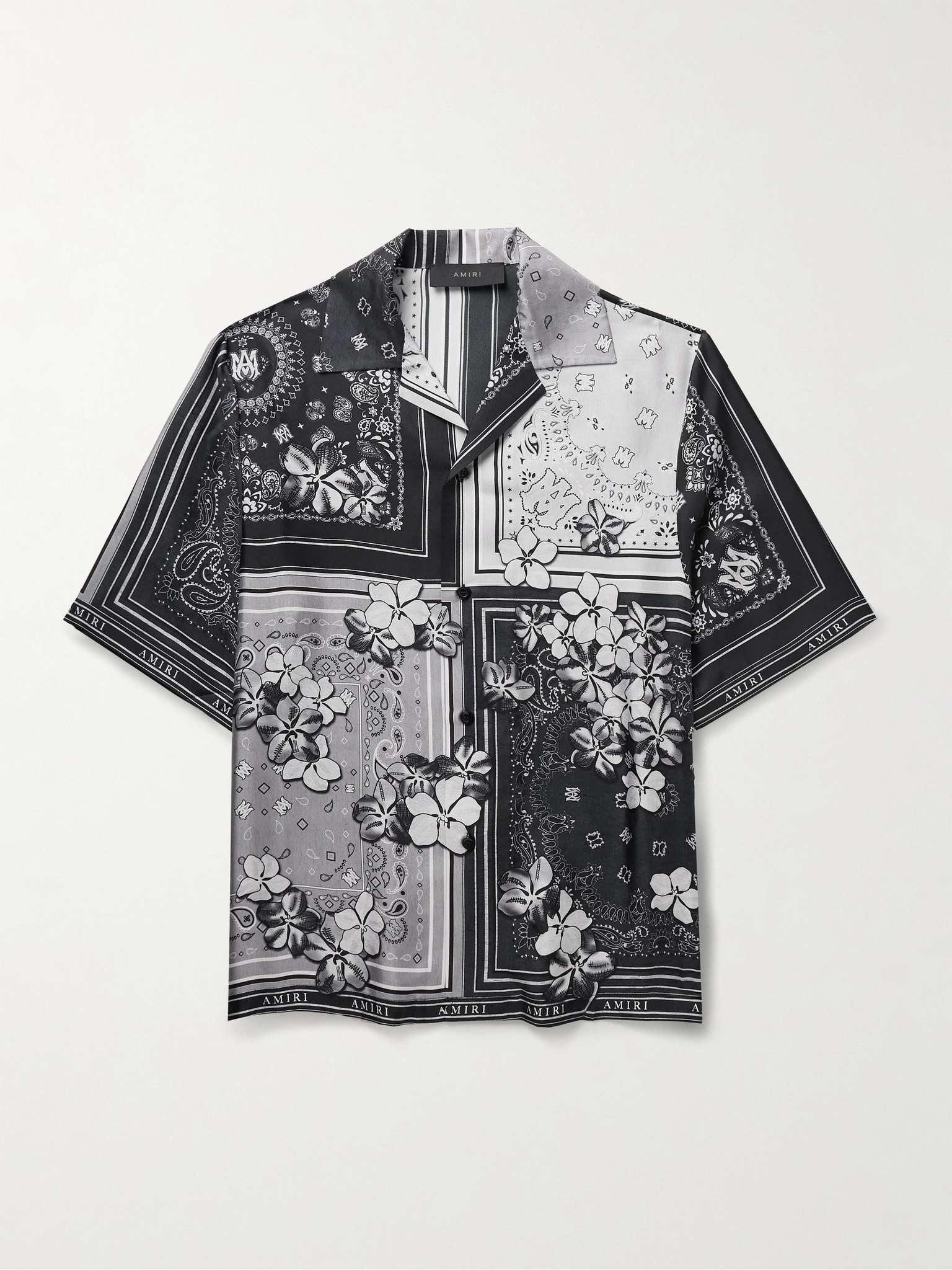 Convertible-Collar Printed Silk-Twill Shirt - 1