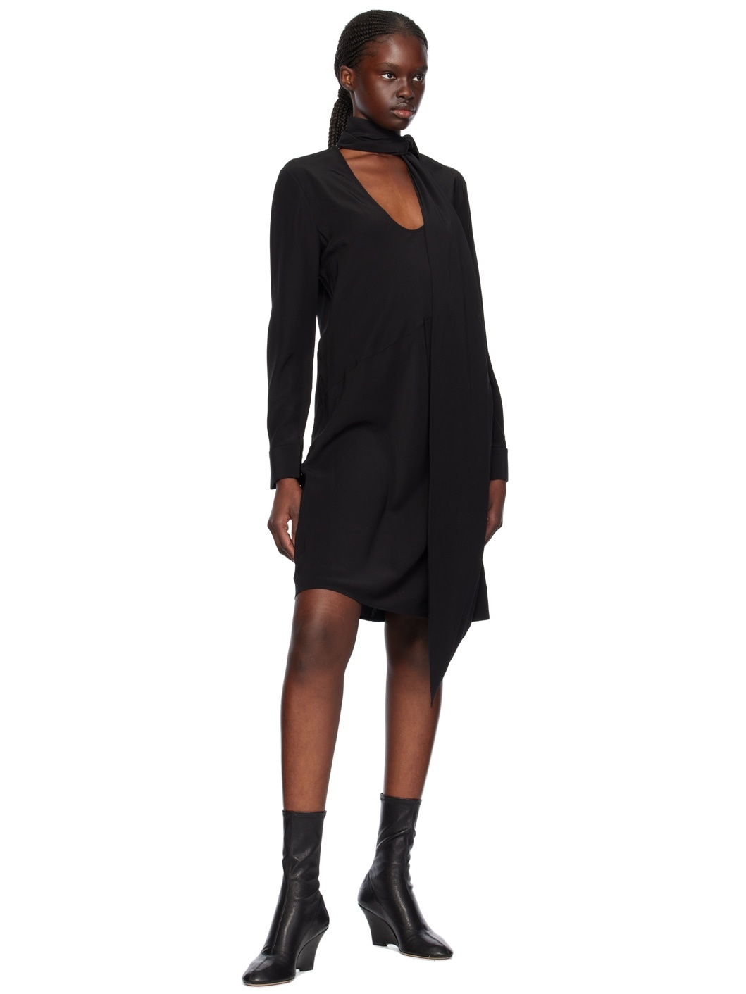 Black Scarf Midi Dress - 4