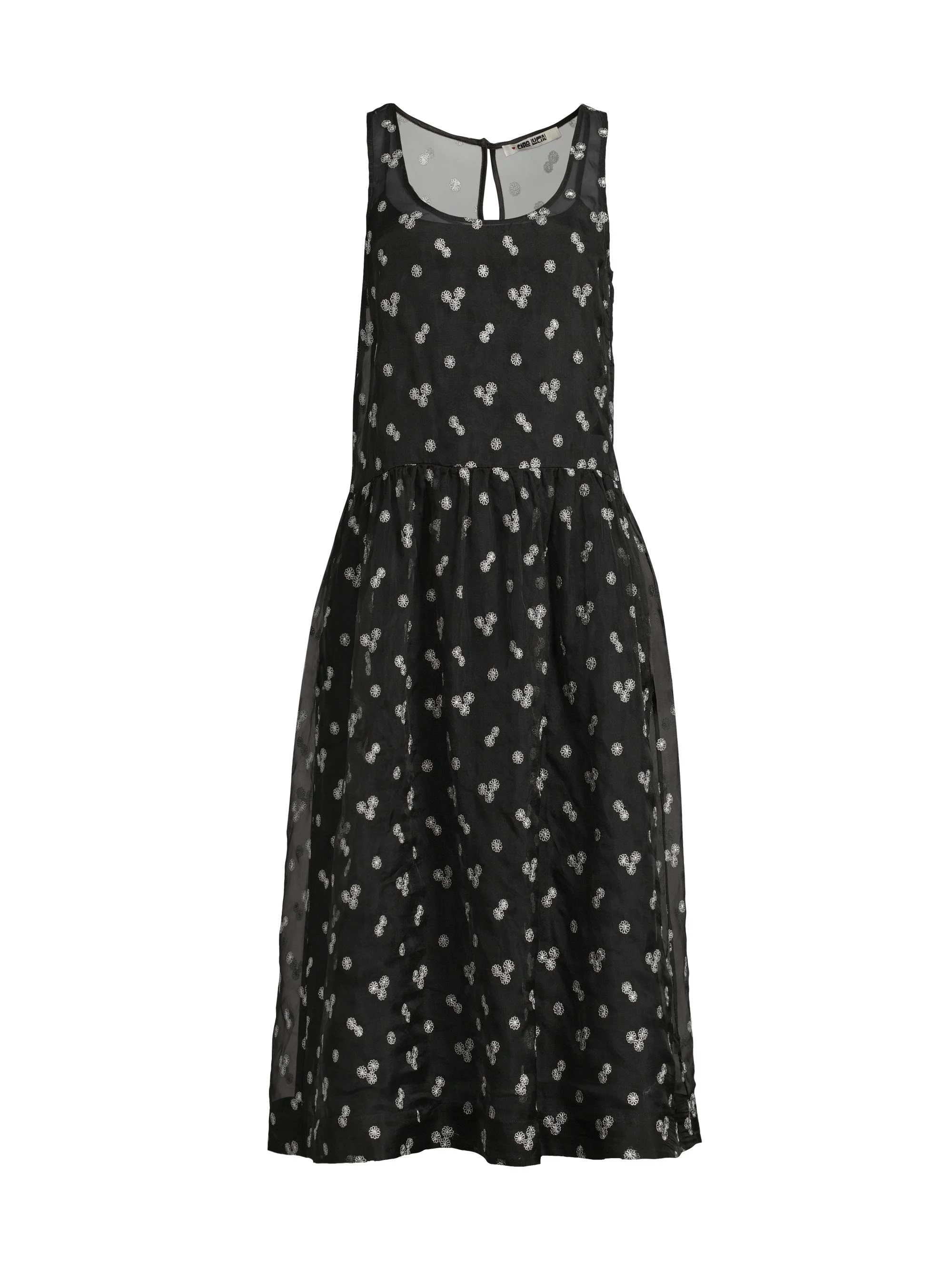 Women's Mariella Floral-Embroidered Silk Organza Midi-Dress - Black - 1