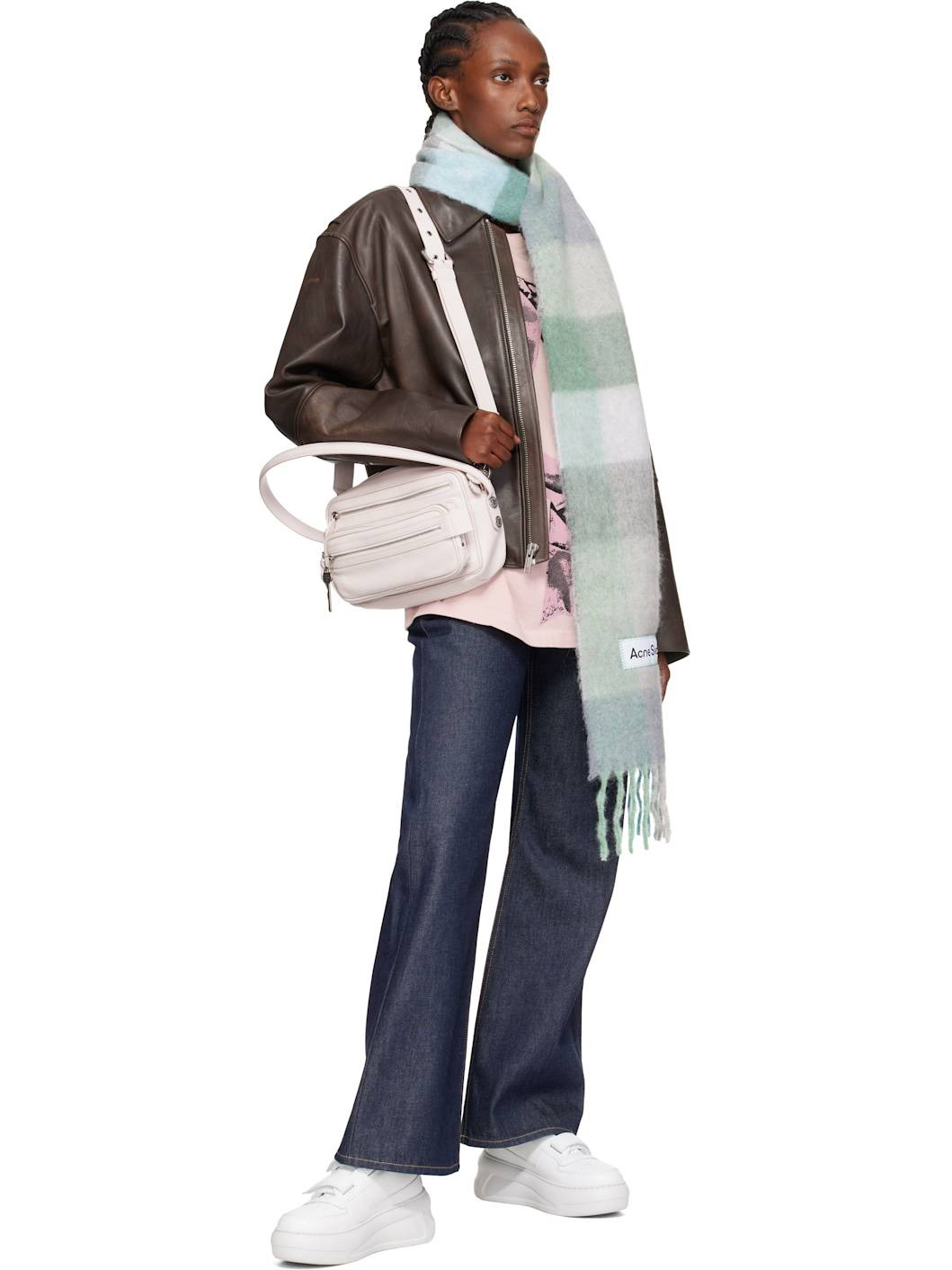 Blue & Green Check Fringe Scarf - 2
