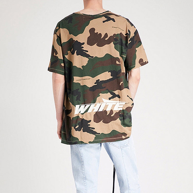 Off-White Alphabet Embroidered Short Sleeve Unisex Camouflage OMAA038E181850219901 - 4