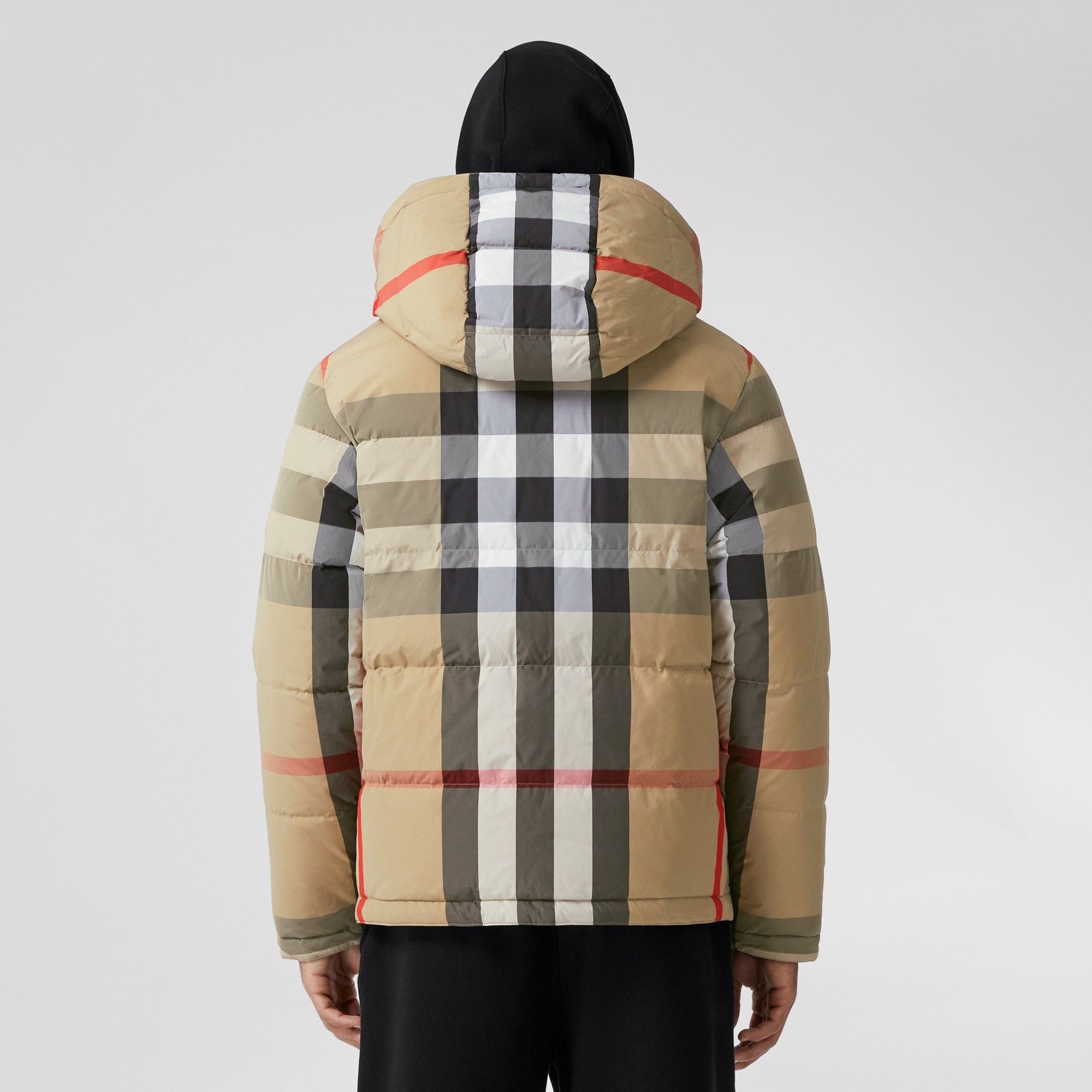 Check Nylon Reversible Hooded Puffer Jacket - 3