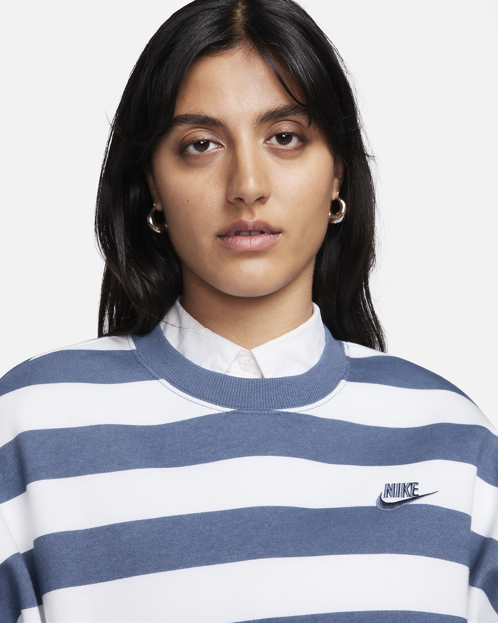 Women's Nike Sportswear Phoenix Fleece Over-Oversized Striped Crew-Neck Sweatshirt - 3