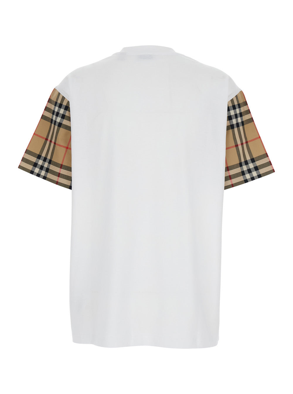 Burberry Women White T-Shirt With Vintage Check Motif On The Sleeves In Cotton Woman - 2