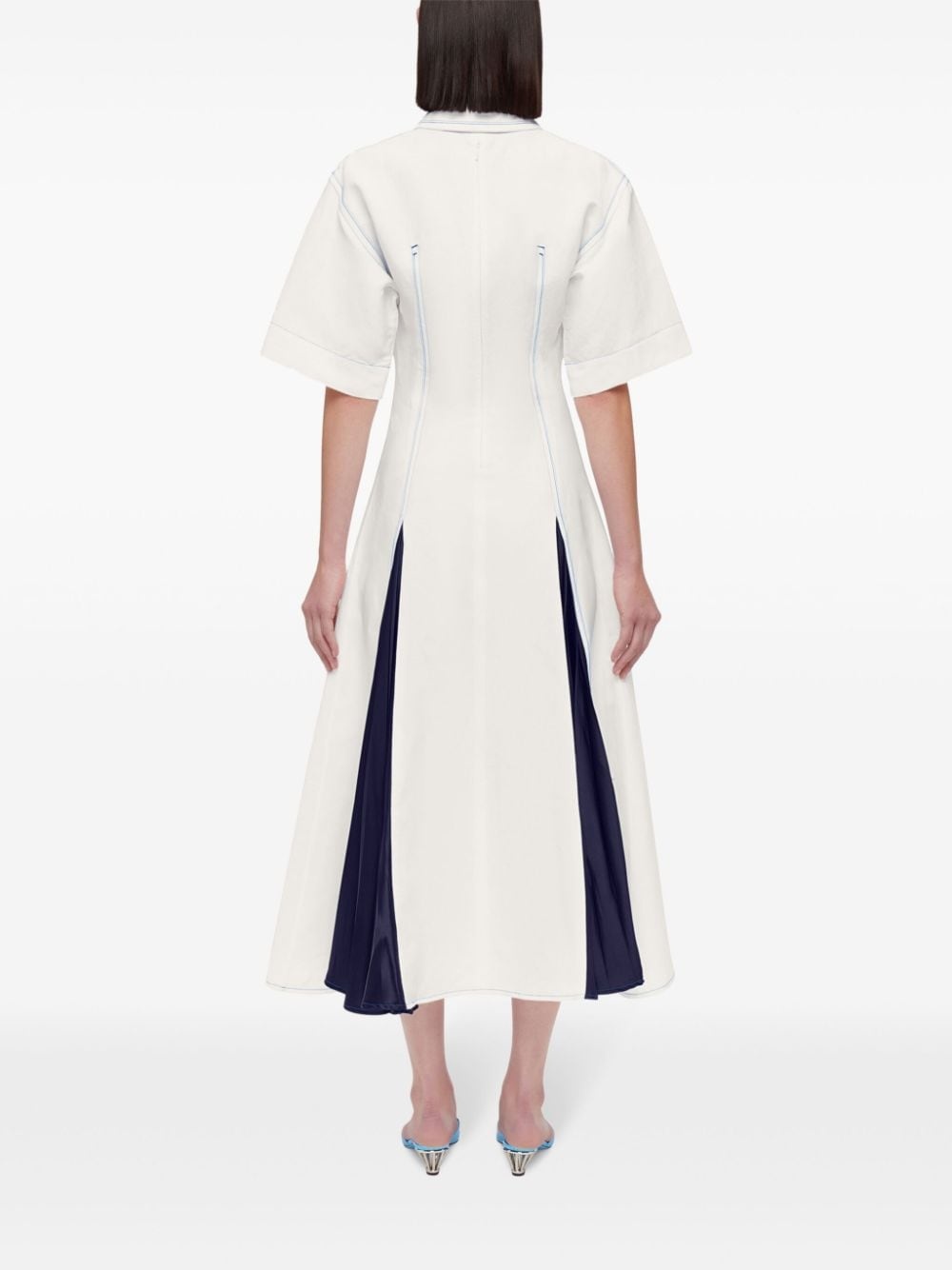 satin-inlay shirtdress - 3