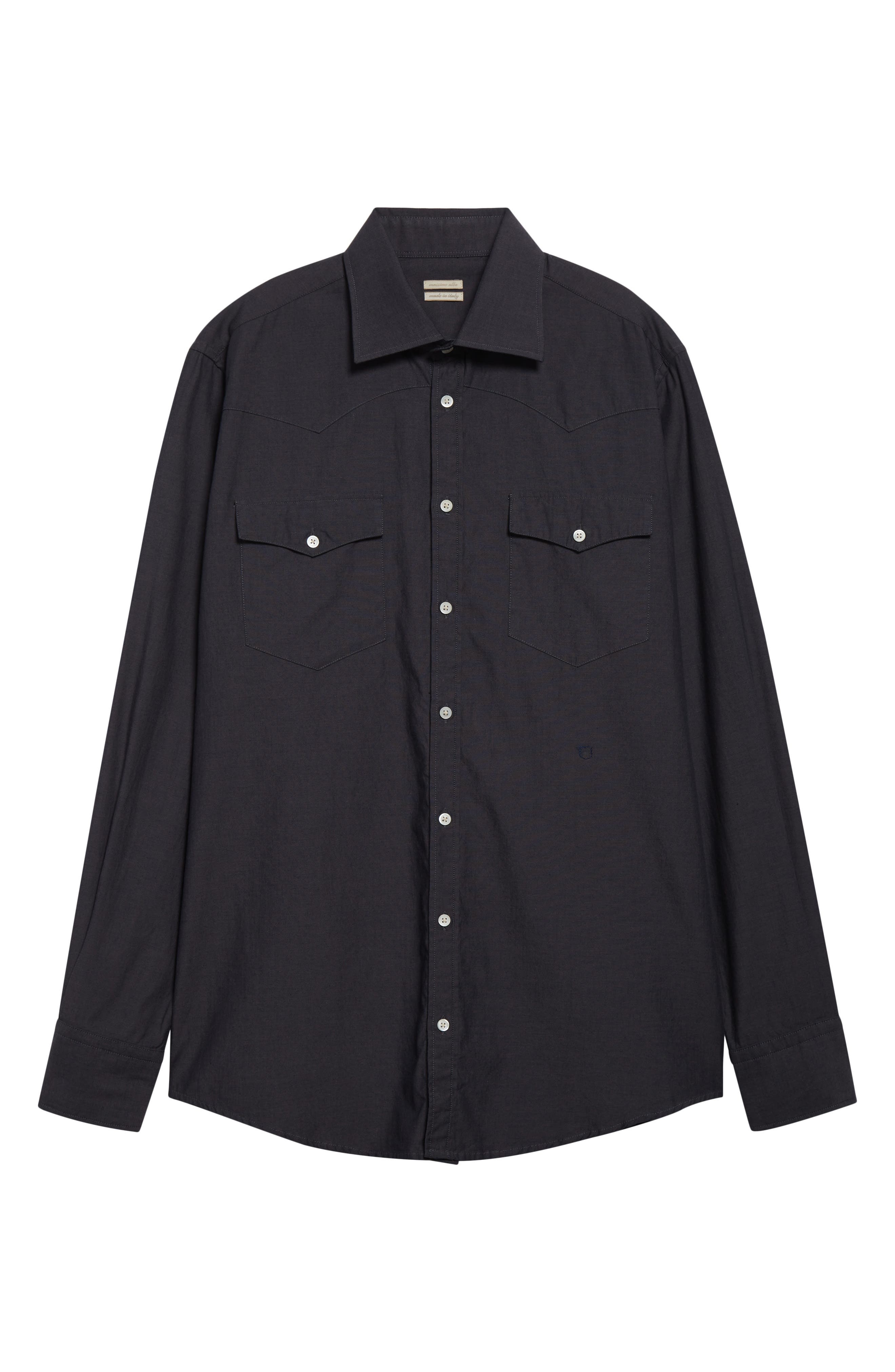 Massimo Alba Arizona Western Button-Up Shirt in Dark Blue at Nordstrom - 5