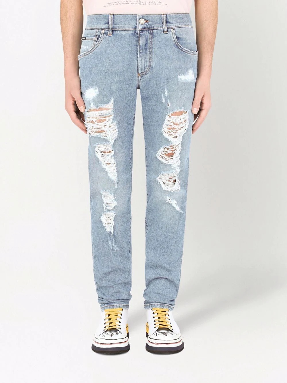 distressed straight-leg jeans - 3